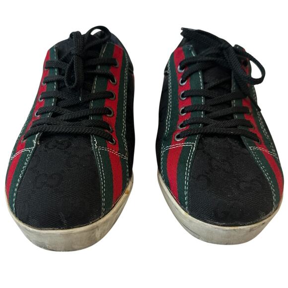 Vintage Gucci Sneakers Black Red Green White Logo Shoes EU Size 40 Women's US 8 - Picture 8 of 12